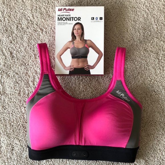 Mi Pulse Pink/Gray Smart Sports Bra with Heart Rate Monitor Attachment - Picture 1 of 15